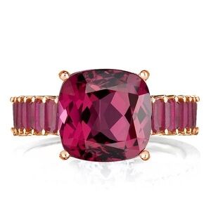 Rose Gold Cushion Cut Created Ruby Sapphire Engagement Ring